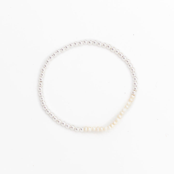 3mm Sterling Silver with Pearl Bar