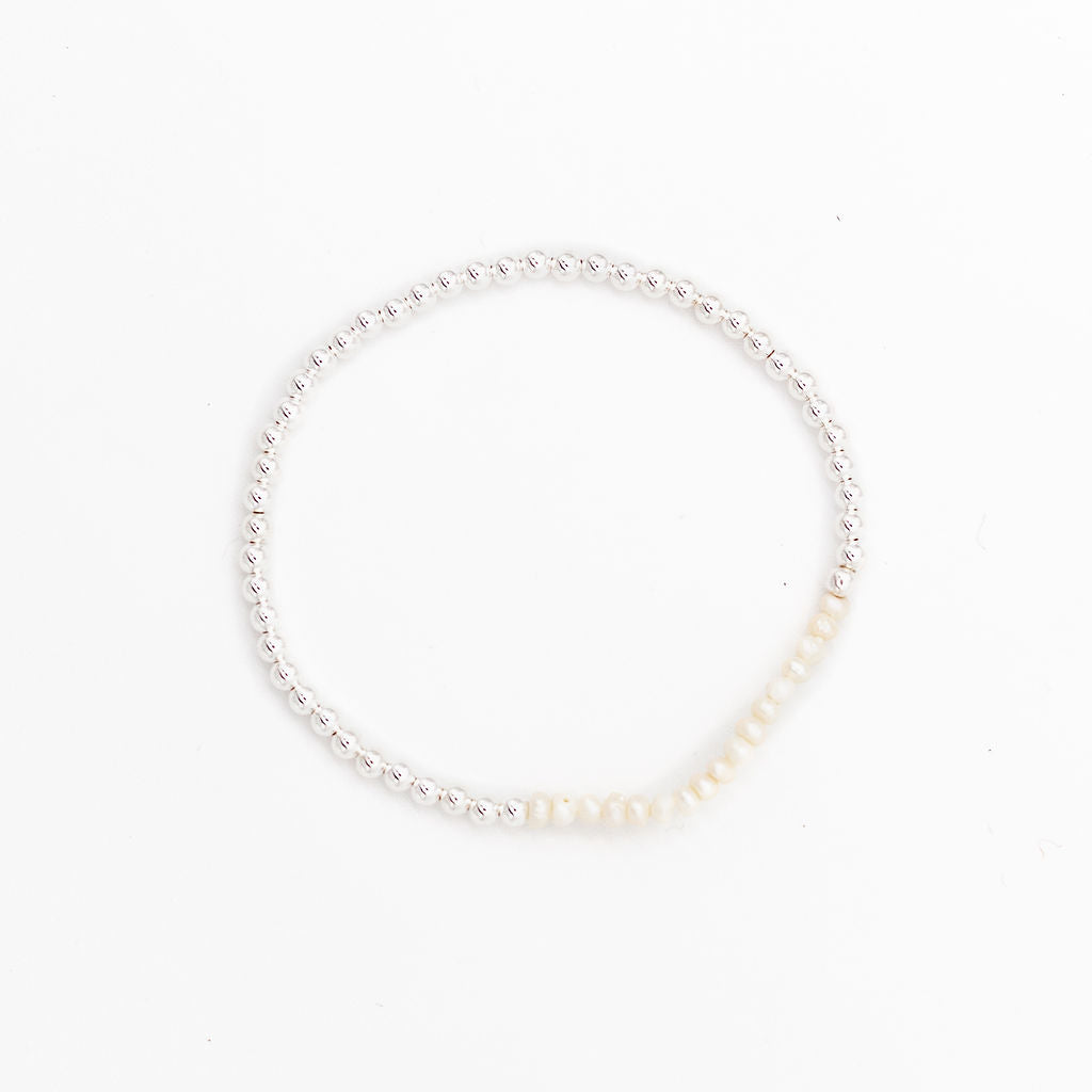 3mm Sterling Silver with Pearl Bar