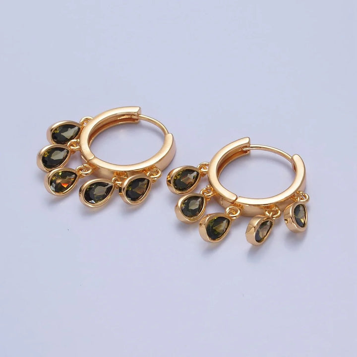 Gold Huggie with Tear Drop