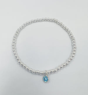 3mm Bracelet with Crystal Bezel Drop