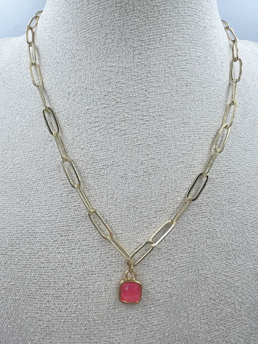 Paperclip Gemstone Necklace