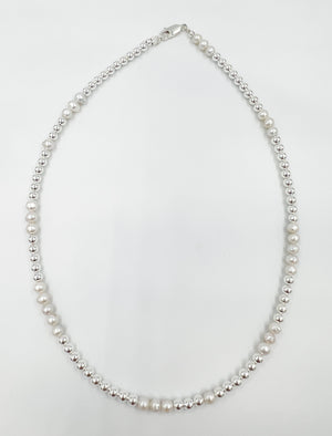 Sterling Silver and Pearl Necklace- 4mm