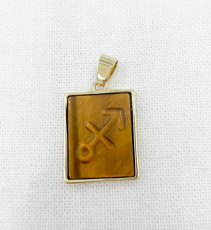 Tiger Eye Zodiac Necklace - Gold