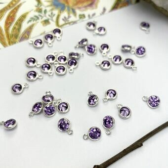 Add-On Bezel Set Sterling Silver Birthstone Charm