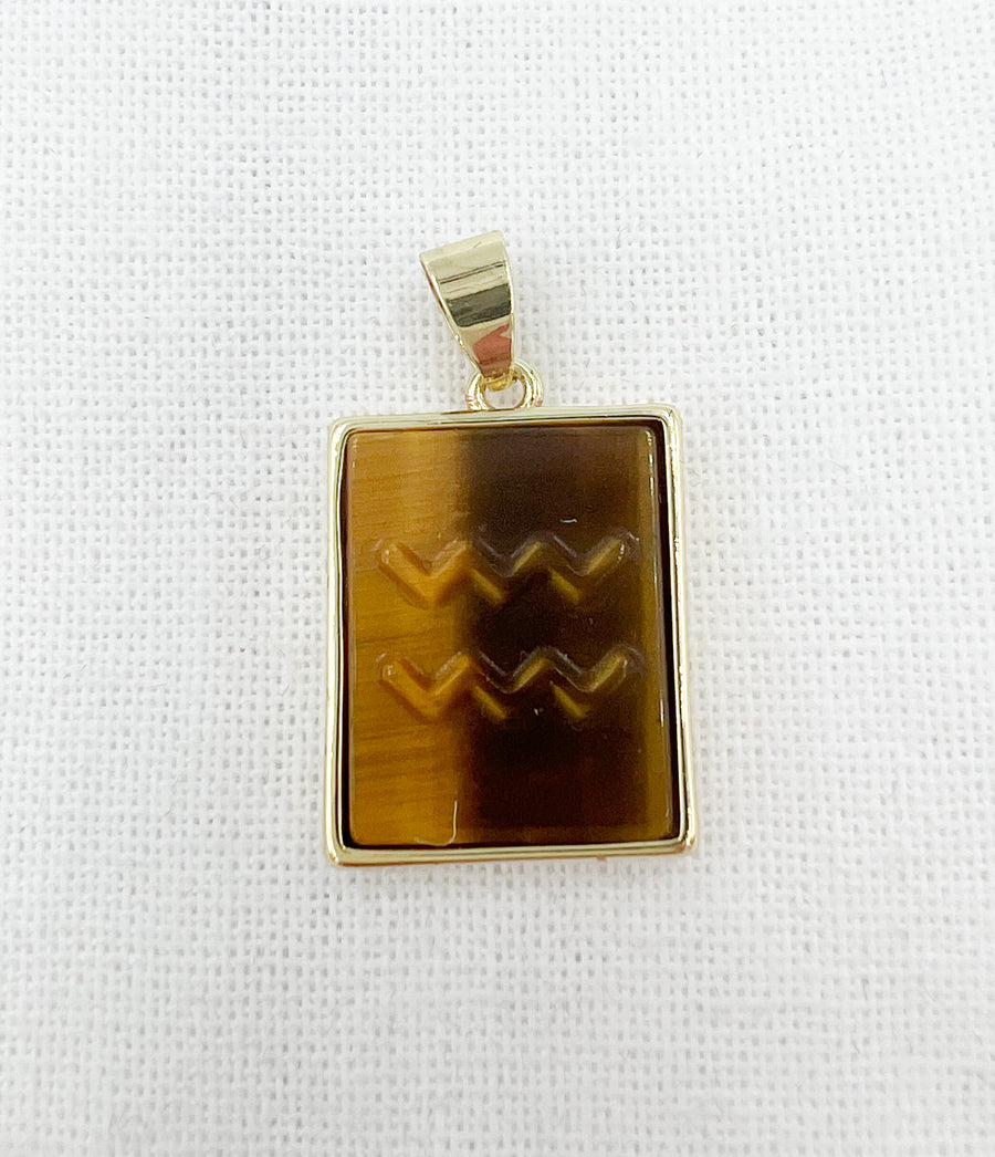 Tiger Eye Zodiac Necklace - Gold