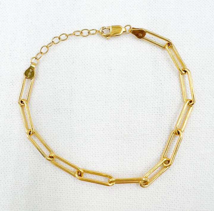14k Gold Filled Paperclip Flat Bracelet