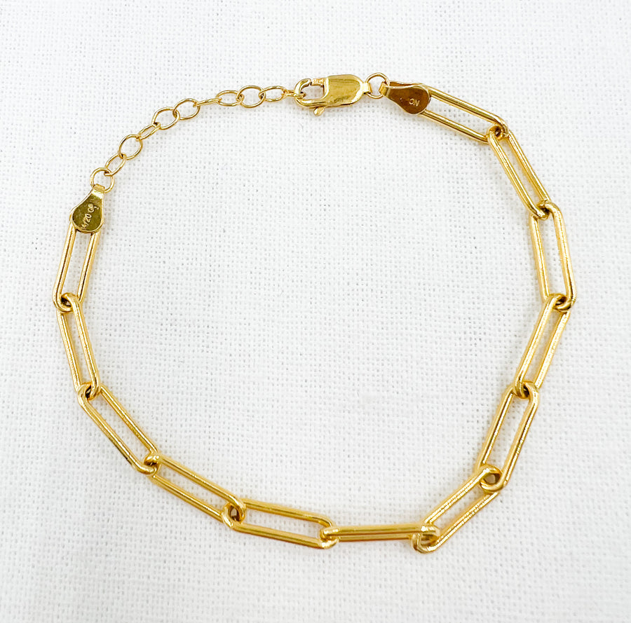14k Gold Filled Paperclip Flat Bracelet