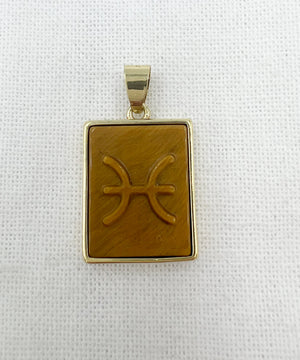Tiger Eye Zodiac Necklace - Gold