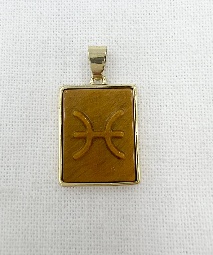 Tiger Eye Zodiac Necklace - Gold