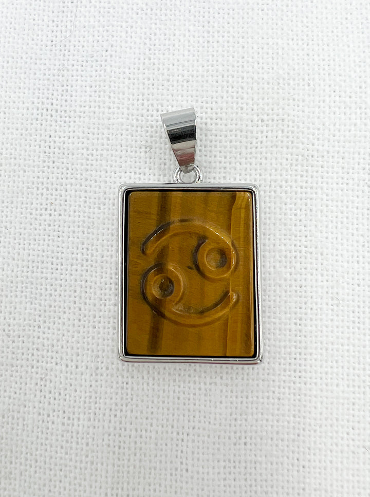 Tiger Eye Zodiac Necklace- Sterling Silver