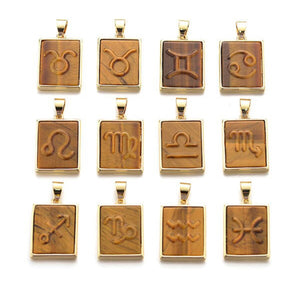 Tiger Eye Zodiac Necklace - Gold