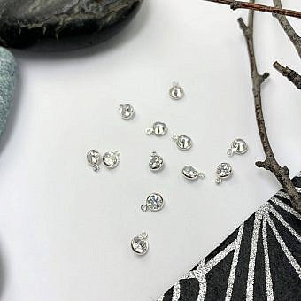 Add-On Bezel Set Sterling Silver Birthstone Charm